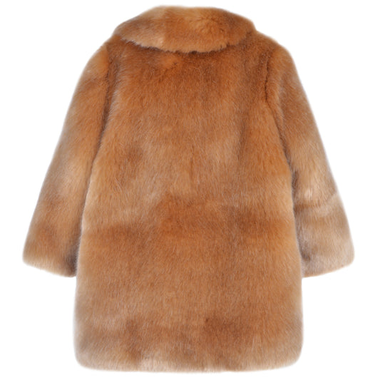 Girl's Faux Fur Coat in Toffee