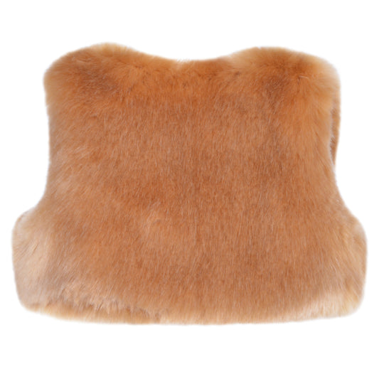 Girl's Faux Fur Shrug in Toffee