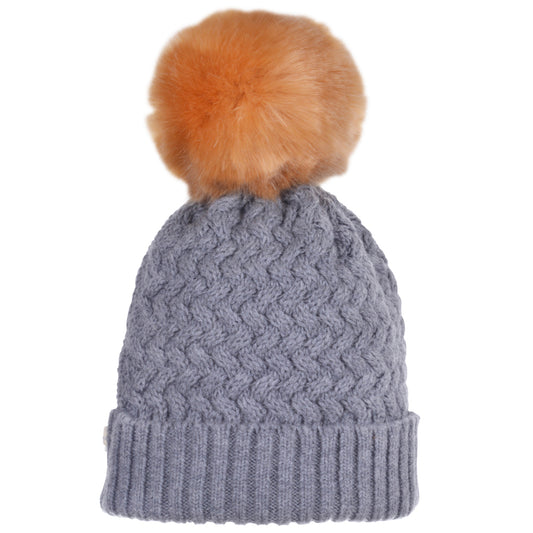 Baby's Chunky Pom Pom Hat in Heather Grey and Toffee