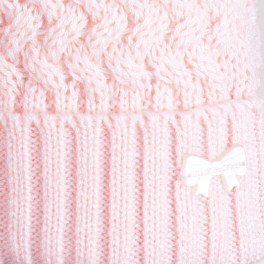 Baby's Chunky Pom Pom Hat in Blush and Emerald