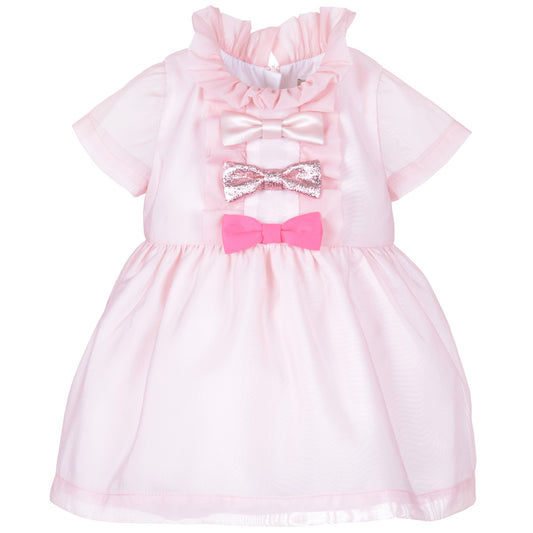Baby's Multi Bow Bodice Dress & Bloomers in Petal Pink