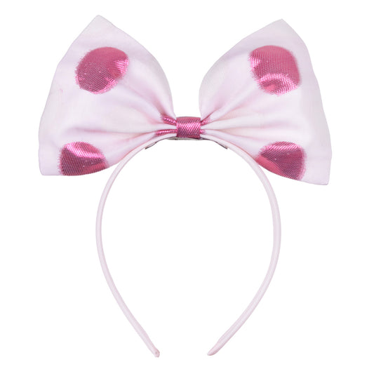 Girl's Giant Bow Hairband in Cerise and Cream