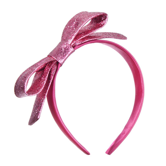 Girl's Side Bow Hairband in Cerise