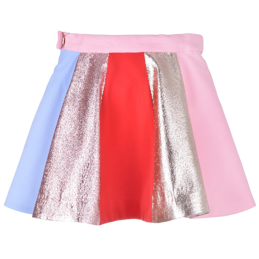 Girl's Rainbow Trapeze Skirt in Rainbow Metallic