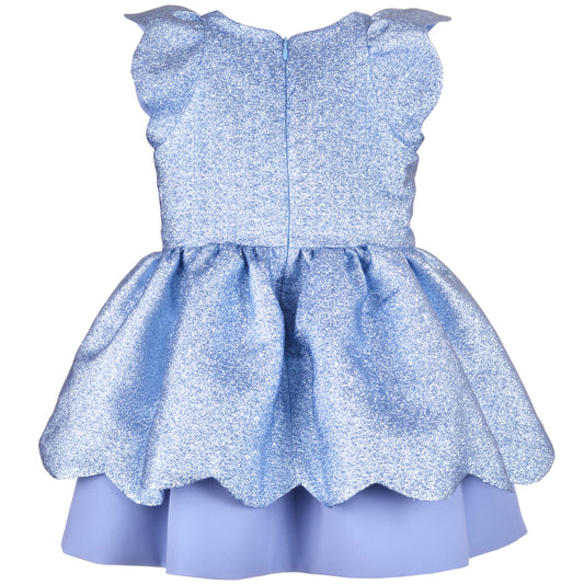 Girl's Scalloped Bodice Dress in Aquamarine