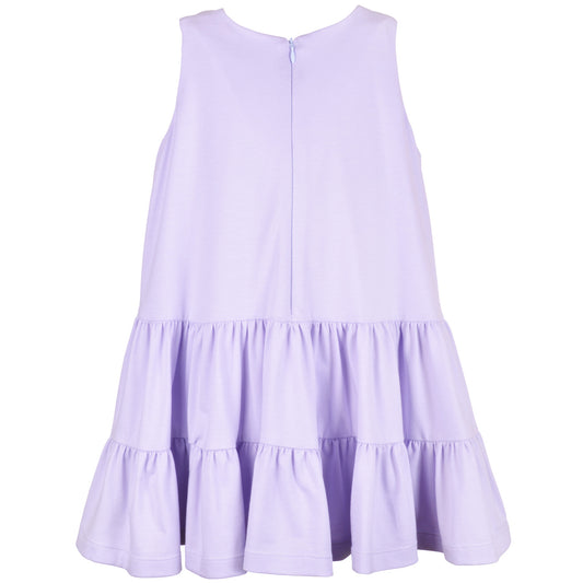 Girl's Gilded Bow Ruffle Tier Dress in Lavender