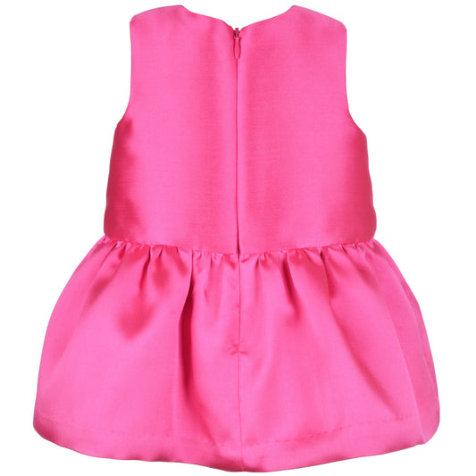 Baby's Guilded Bow Shift Dress & Bloomers in Hot PInk
