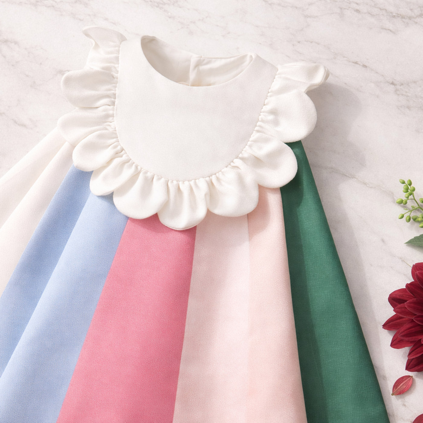 Ruffle Bib Rainbow Dress & Bloomers