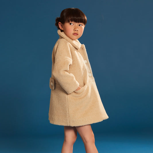 Girl's Teddy Bear Coat in Biscuit