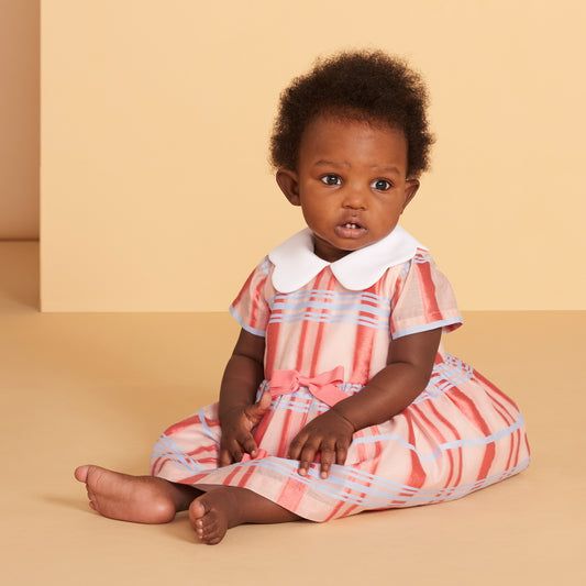 Baby's Bodice Dress & Bloomers in Raspberry and Powder Blue