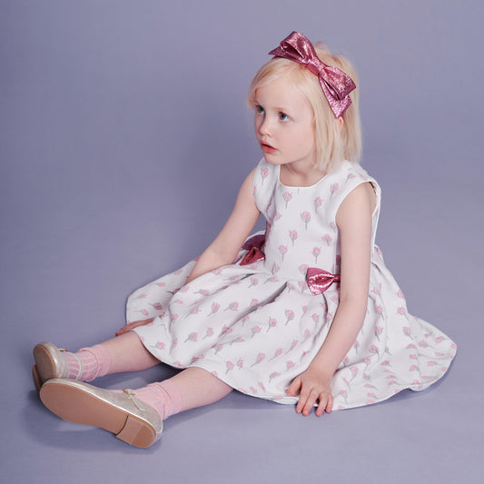 Girl's Side Bow Hairband in Cerise