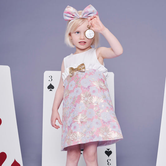 Girl's Giant Bow Hairband in Powder Blue and Cerise