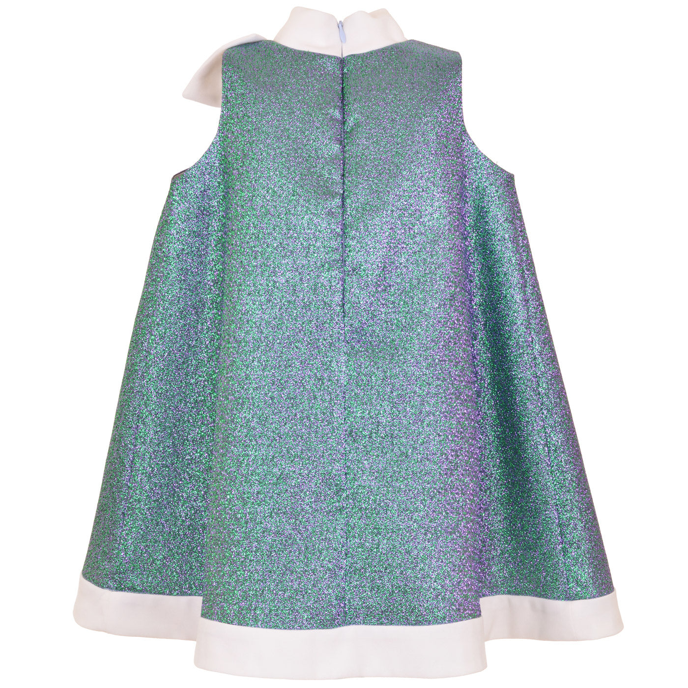Girl's Sunburst Trapeze Dress in Emerald / Amethyst