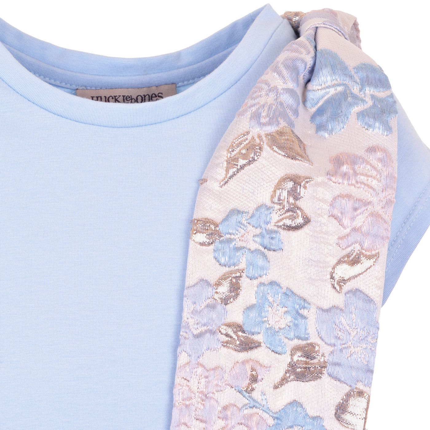 Girl's Jersey T-shirt in Powder Blue and Cream