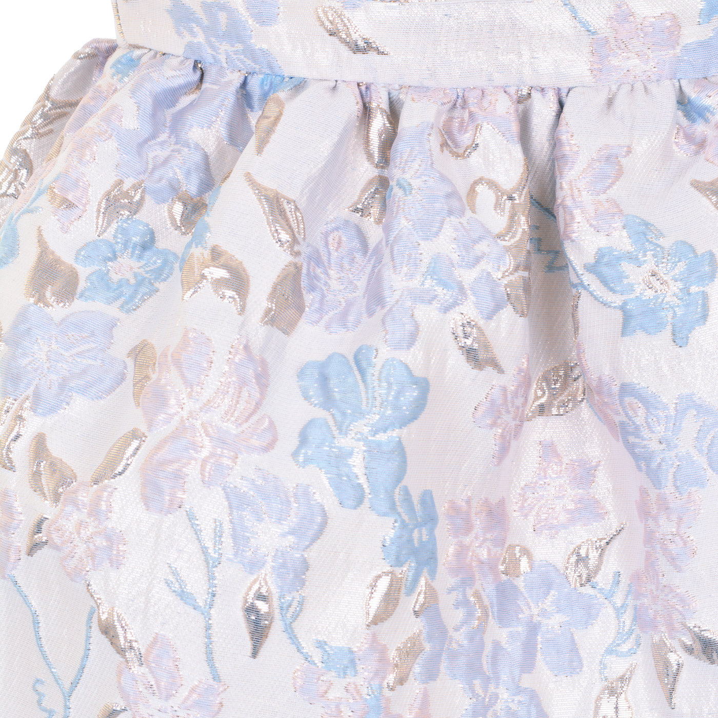 Girl's Gathered Skirt in Powder Blue and Cream