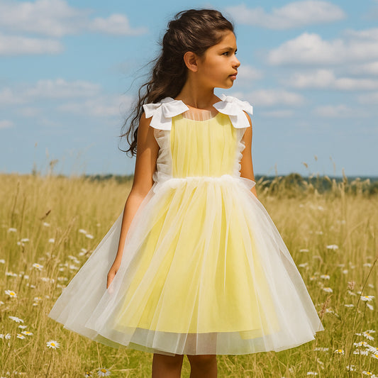 Girl's Ruffle Midi Dress in Primrose