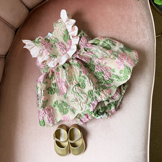 Scalloped Ruffle Bodice Dress & Bloomers