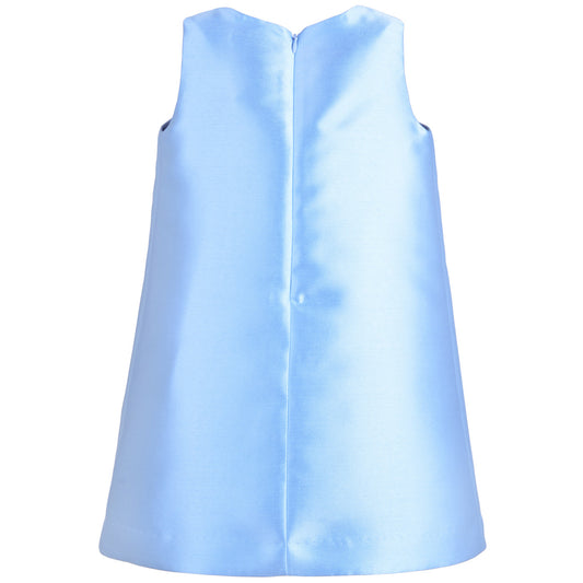 Girl's Origami Bow Shift Dress in Alice Blue