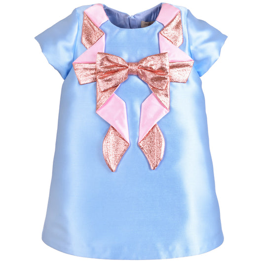 Baby's Origami Bow Shift Dress & Bloomers in Alice Blue