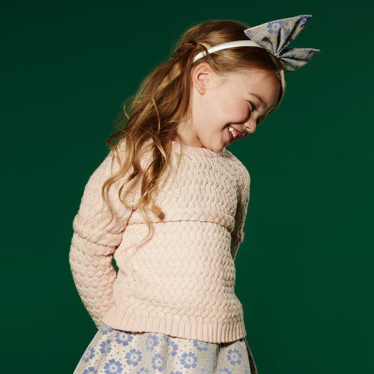 Girl's Chunky Merino Jumper in Blush