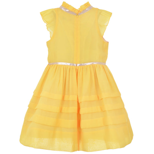 Girl's Flutter Sleeve Bodice Dress in Marigold