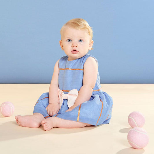 Baby's Bodice Dress & Bloomers in Cornflower and Copper