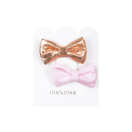 Baby Bow Hairclip Set in Amber and Rose