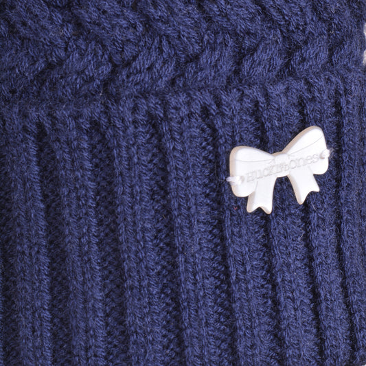 Baby's Chunky Pom Pom Hat in Navy and Lilac