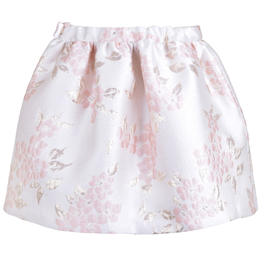 Girl's Gathered Skirt in Cloud and Rose
