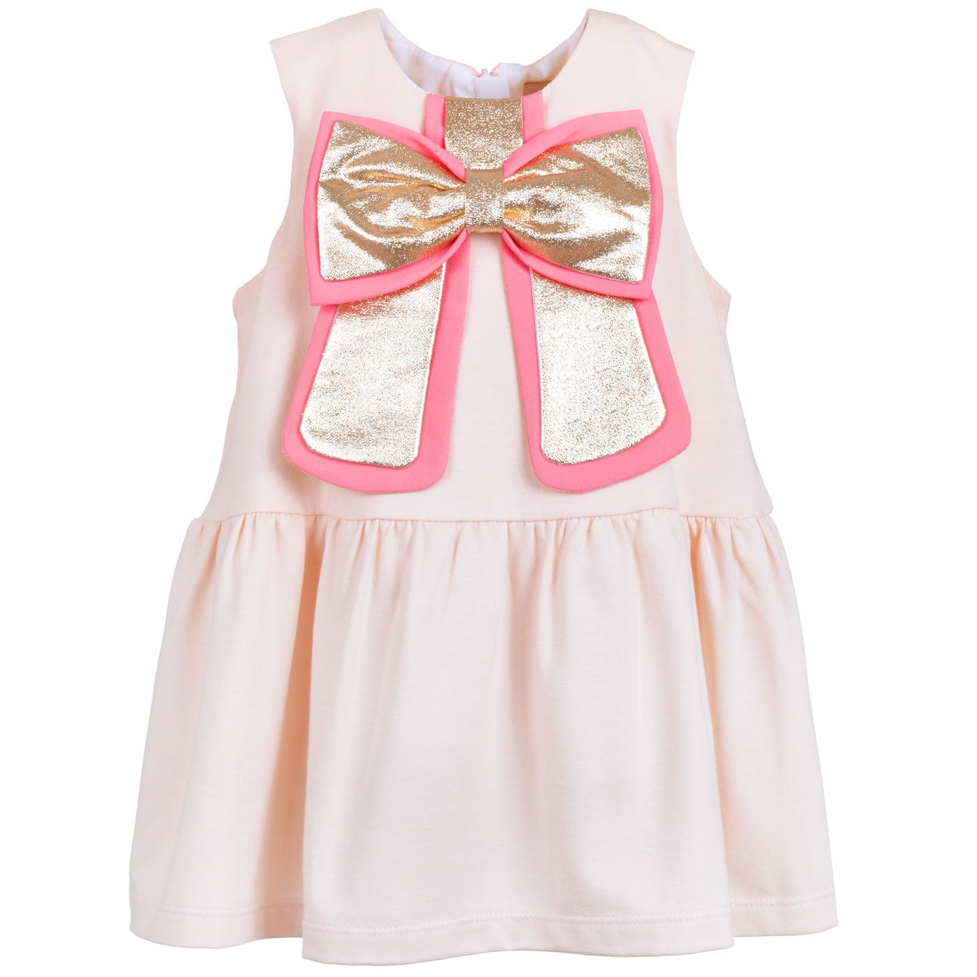 Baby's Gilded Bow Dress & Bloomers in Blush and White Gold