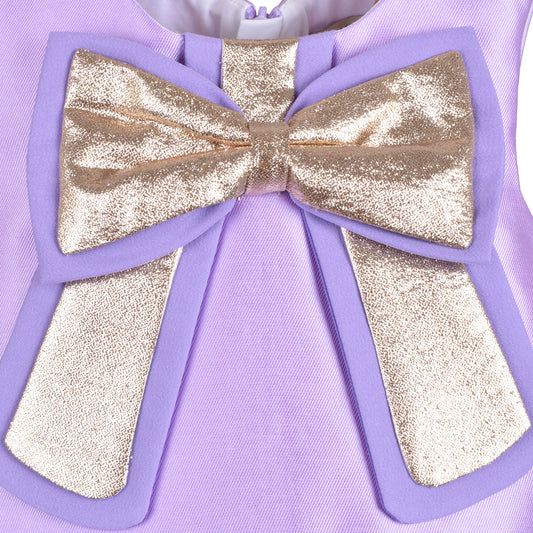 Baby's Guilded Bow Dress & Bloomers in Lilac