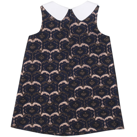 Baby's Metallic Brocade Shift Dress in Ink and Copper