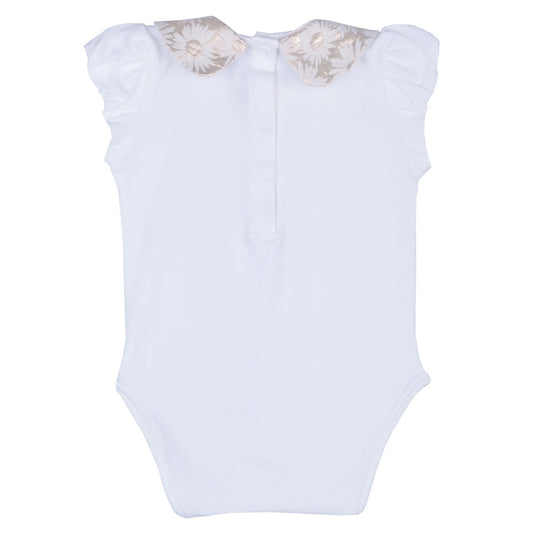 Baby's Onesie with Contrast Metallic Daisy Collar