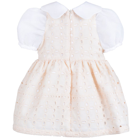 Baby's Puff Sleeve Bodice Dress & Bloomers in Vanilla