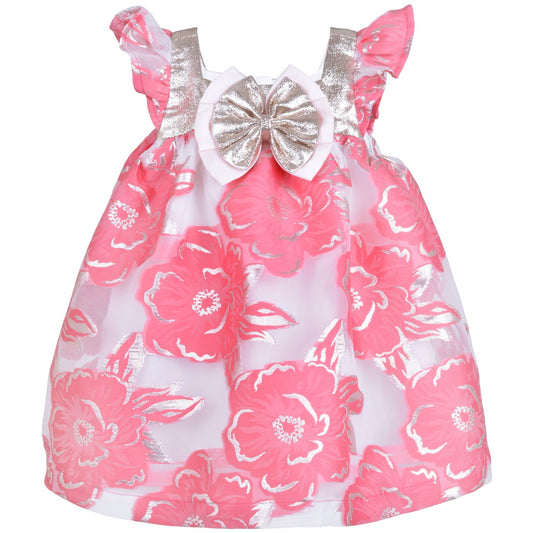 Baby's Rosette Bow Flutter Dress & Bloomers