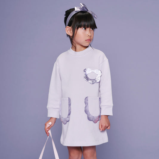 Girl's Side Bow Hairband in Lilac Metallic