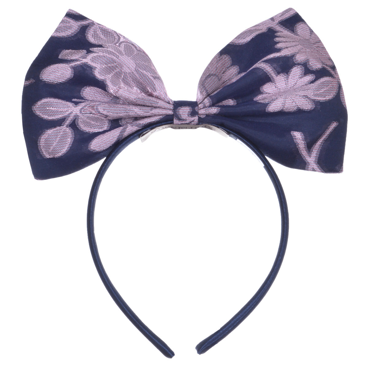Girl's Giant Bow Hairband in Navy and Sugarplum