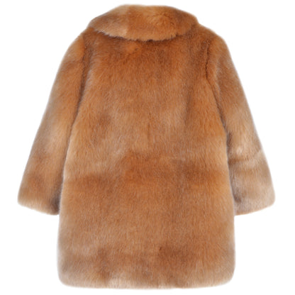Girl's Faux Fur Coat in Toffee