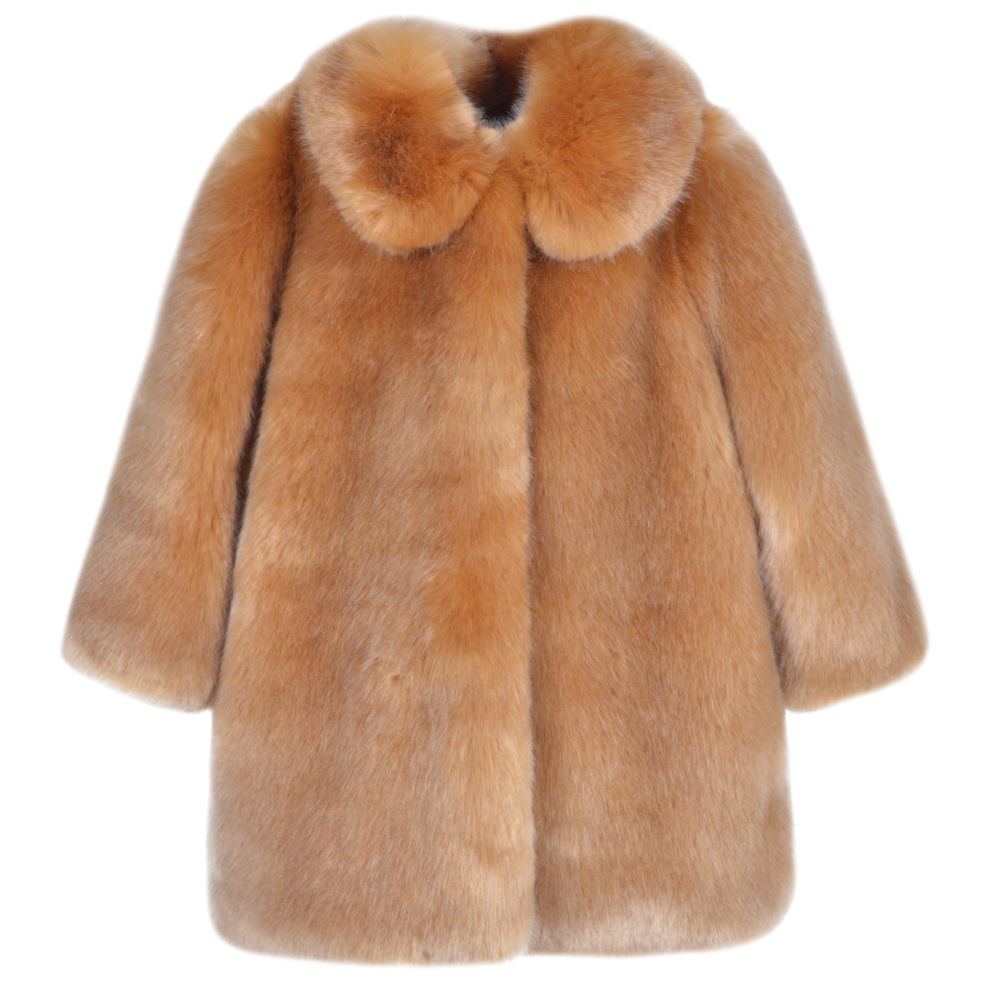 Girl's Faux Fur Coat in Toffee