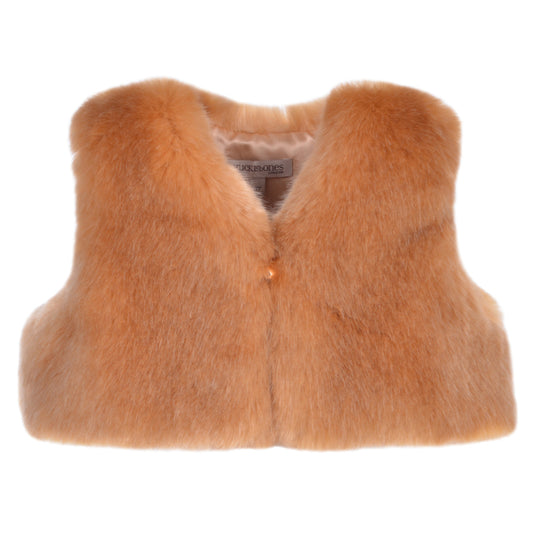 Girl's Faux Fur Shrug in Toffee