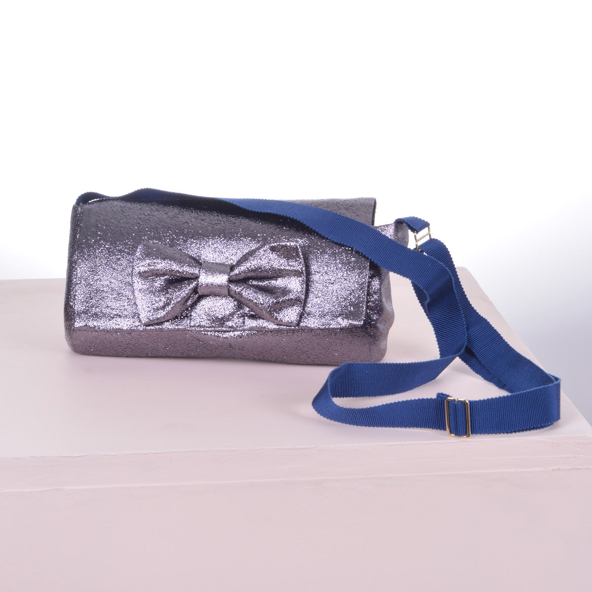 Girl's Bow Bag in Blue Smoke
