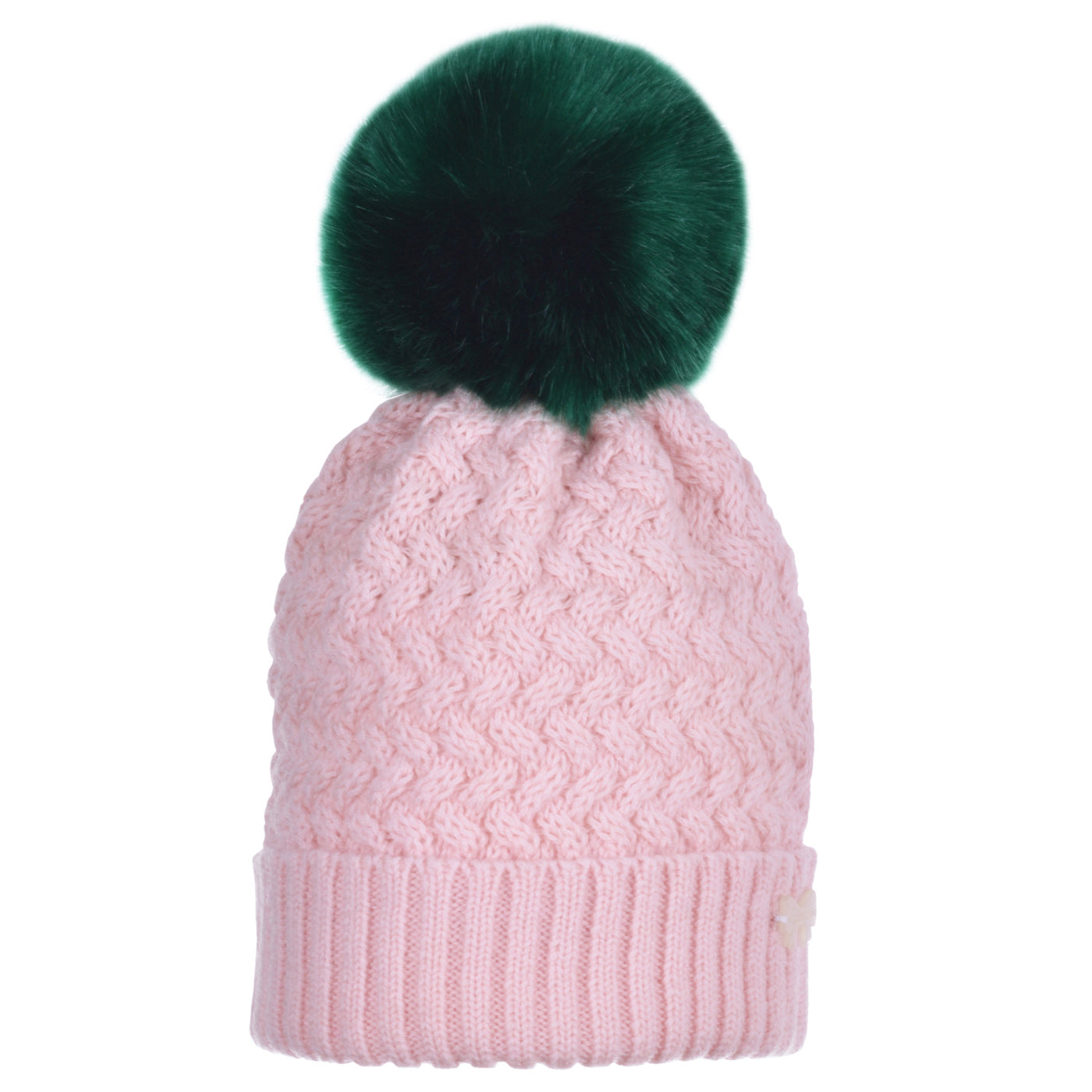 Baby's Chunky Pom Pom Hat in Blush and Emerald