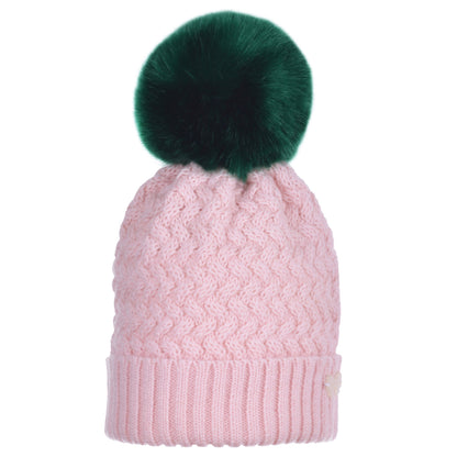 Baby's Chunky Pom Pom Hat in Blush and Emerald