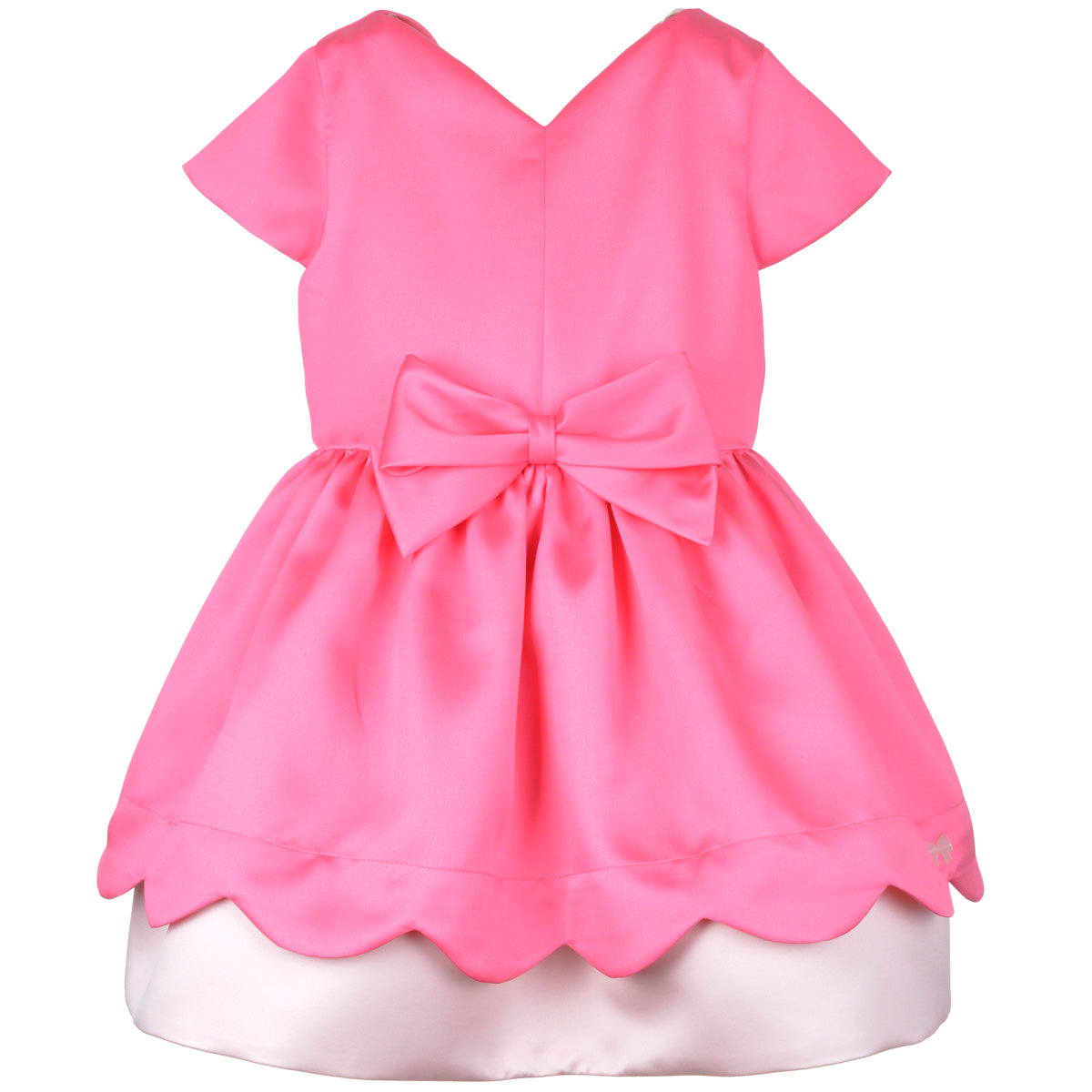 Girl's Scalloped Bodice Dress in Bright Pink