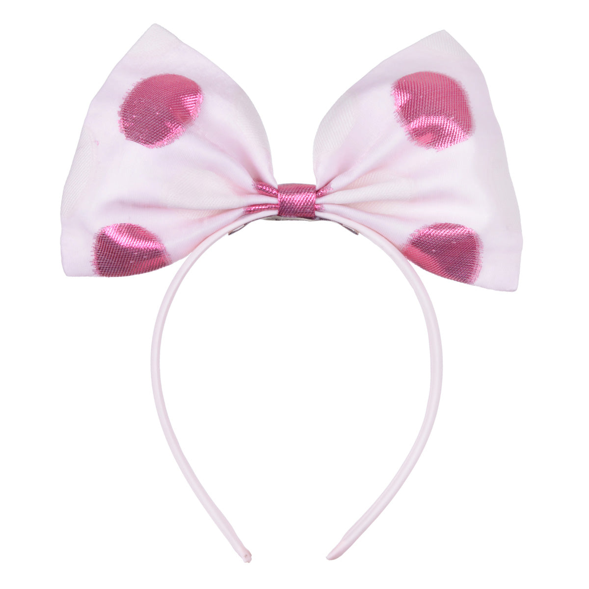 Girl's Giant Bow Hairband in Cerise and Cream