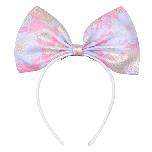 Girl's Giant Bow Hairband in Powder Blue and Cerise