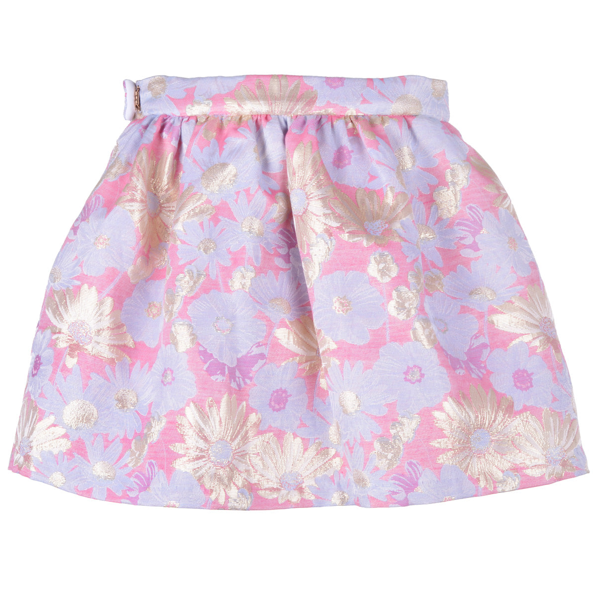 Girl's Gathered Skirt in Powder Blue and Cerise