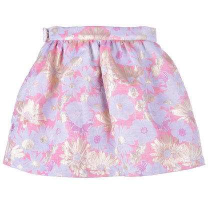 Girl's Gathered Skirt in Powder Blue and Cerise