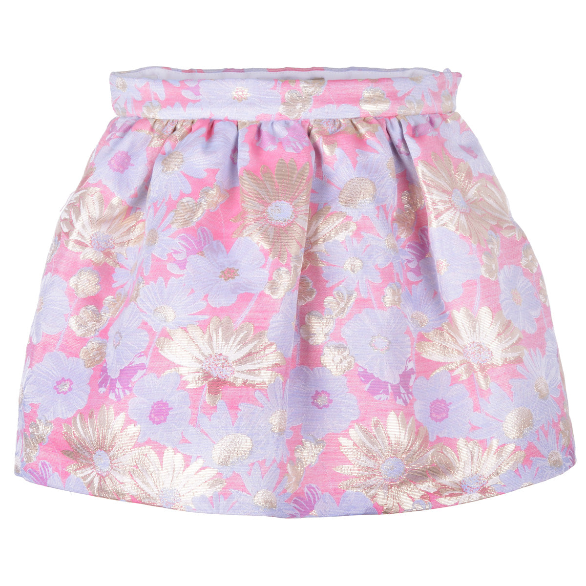 Girl's Gathered Skirt in Powder Blue and Cerise