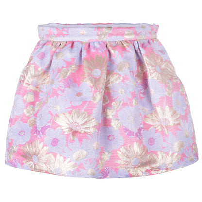 Girl's Gathered Skirt in Powder Blue and Cerise